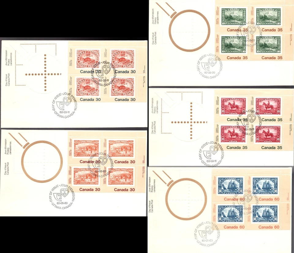 Canada 1982 OFDC set #909-#913 URpb - Classical 'stamp on stamp' ie. Bluenose - Image 1 of 1