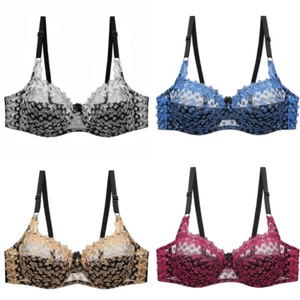 Women Floral Lace Support Underwear Push Up Bra Padded Bra Thin Adjusted-straps - Picture 1 of 18