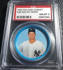 1963 Salada Junket Coin RALPH TERRY Yankees #38 - Centered - PSA 8  (1960)