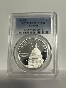 PR70 1994-S Capitol Bicentennial Commemorative Dollar PCGS Blue Label * - Picture 1 of 2