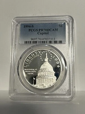 PR70 1994-S Capitol Bicentennial Commemorative Dollar PCGS Blue Label * - Image 1 of 2