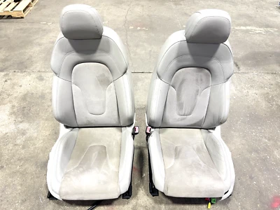 2007-2015 AUDI TT FRONT LEFT RIGHT LEATHER RECARO SEATS GRAY W/ ALCANTARA OEM - Image 1 of 4