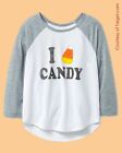 NWT Halloween I Love Candy Corn Youth Girls Raglan T-Shirt Size LARGE 10-12