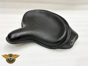 FALDA DE CUERO NEGRO POLICÍA ASIENTO SOLITARIO HARLEY Cabezal de nudillos Panhead Pala TC Bobber - Imagen 1 de 10