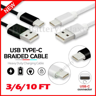 USB-A to USB-C Cable Male Type-C Cable Cord Fast Charger Charging Data Sync - Image 1 of 4