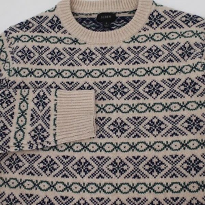 J crew sweater Mens small Fair Isle lambswool wool crewneck knit sweater nordic - Picture 1 of 10