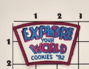 1992 Explore your World Cookies Patch Girl Scouts USA Sew ON Embroidered - Picture 1 of 1