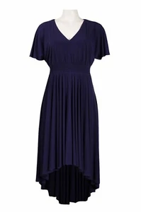 Ivy & Blue Navy Hi Low Cape Sleeve Midi Jersey Dress - Picture 1 of 2