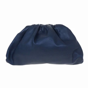 Bottega Veneta The Pouch 576227 Clutch Leather Navy Typea - Picture 1 of 20