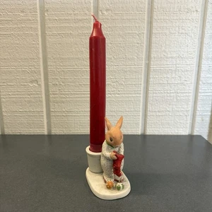 Vintage 1986 Susan La Belle Porzellan Weihnachtshase Strumpf mit Kerzenhalter - Bild 1 von 15