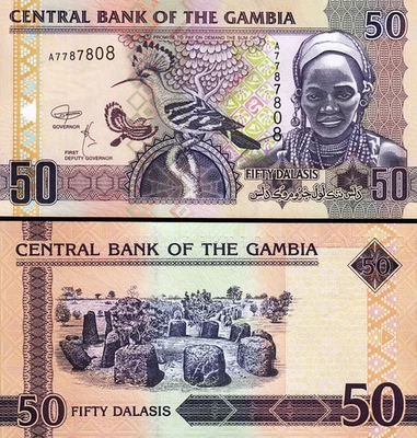 Gambia 50 Dalasis 2018, UNC, P-28d, Prefix A - Image 1 of 3
