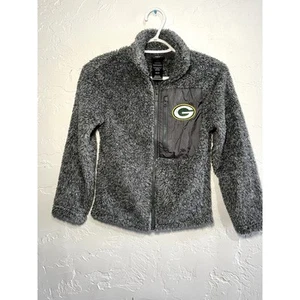 NFL team apparel green bay packers fuzzy full zip sweatshirt girls small cozy - Picture 1 of 5