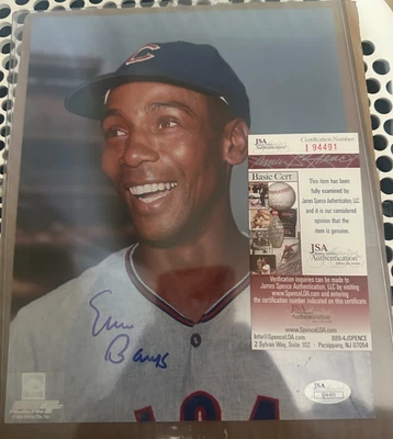 Ernie Banks Chicago Cubs Signed 8x10 Autographed Photo JSA Authenticated - Image 1 of 2
