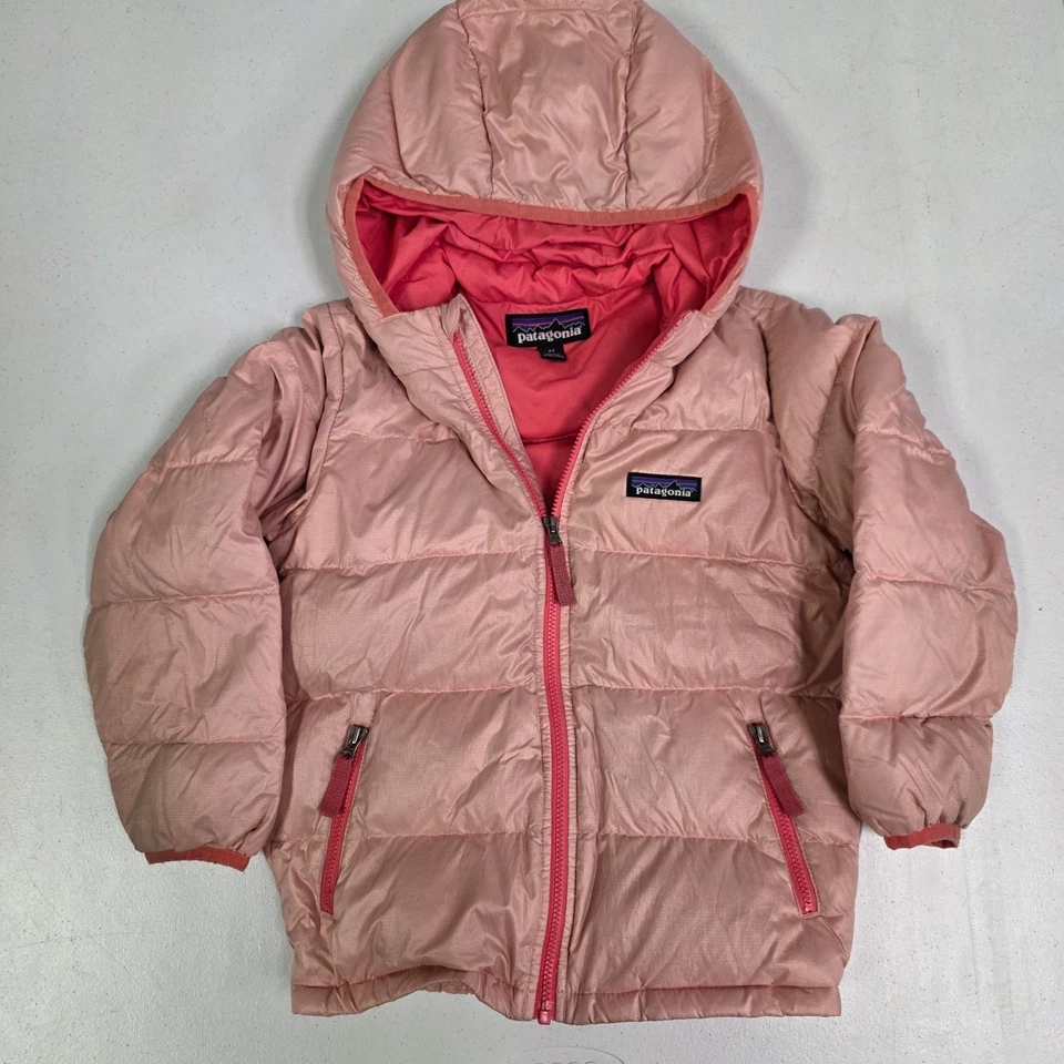 Suéter con capucha Patagonia Hi Loft talla 4T bebé niño chaqueta rosa acolchada Foto 1 de 4