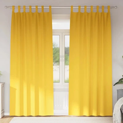 Curtains with Curtains 2 pcs Mustard yellow Polyester vidaXL - Image 1 of 4