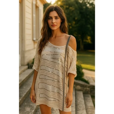 Foley Silk Sequin Beaded Mini Dress - Image 1 of 4