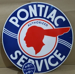 Pontiac Service Porcelain Enamel Sign 30 x 30 Inches 1 Sided - Picture 1 of 4