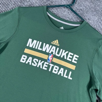 Camisa Milwaukee Bucks Juvenil XL Extra Grande Verde Manga Larga Adidas NBA Foto 1 de 4