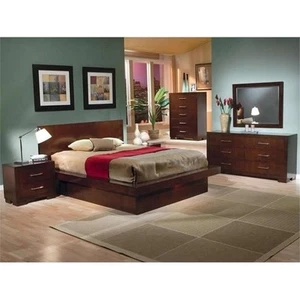 Coaster Jessica 5-Piece Wood Eastern King Platform Bedroom Set in Cappuccino - Picture 1 of 7