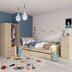 Pack Muebles Dormitorio Juvenil Tibet Estilo Natural en Color Roble Cambrian (Ca - Imagen 1 de 6