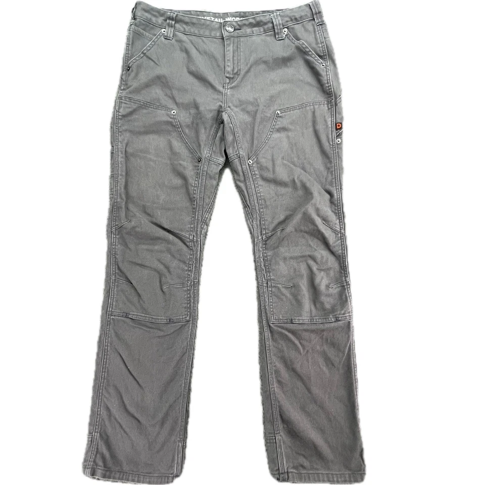 Pantalones de trabajo cola de milano Britt utilitarios grises de lona doble rodilla para mujer talla 14 32 Foto 1 de 4