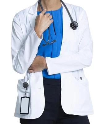 Cherokee Women's White Nurse Doctor Lab Coat 28" Button Up Front Consultation - Image 1 of 4