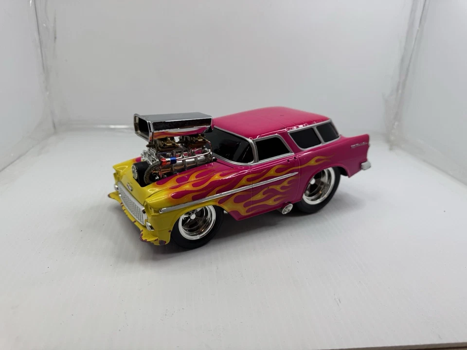 Funline 2002 Vintage Die-cast Hot Rod 1950 Bel Air With Yellow Flames Purple 11" - Image 1 of 4