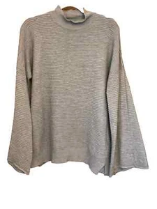 F&F Plus Size 22 Grey Ribbed Knit Dropped Shoulder Flared Sleeve JUMPER Winter - Picture 1 of 2