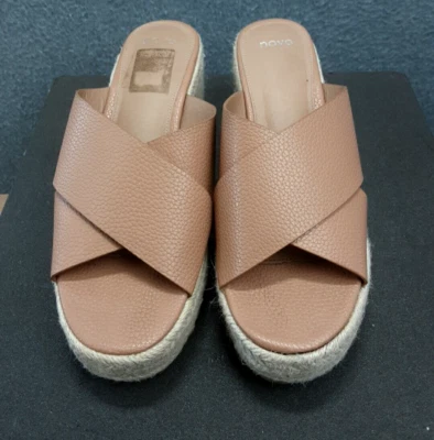 Novo Size 10 Beige Faux Leather Strappy  Platform Espadrill Slip-on Sandal - image 1 of 4