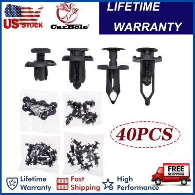 40Pcs Car Body / Bumper Push Pin Rivet Retainer Trim Moulding Clip Assortments - Image 1 of 4