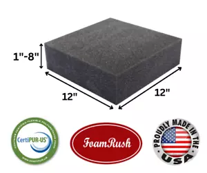 FoamRush 12" x 12" Carbón Alta Densidad Tapicería Espuma Cojín Medio Firme EE. UU. - Imagen 1 de 15