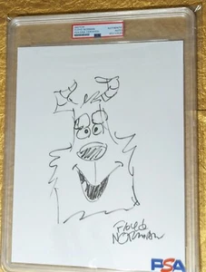 FLOYD NORMAN Sketch Signed Hand Drawn Jumbo Monsters Inc. James P Sullivan PSA  - Picture 1 of 3