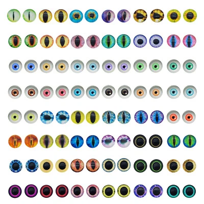 GRACEANGIE 50Pair Flatback Glass Dragon Owl Human Eye Embellishment Cabochon DIY Crafting