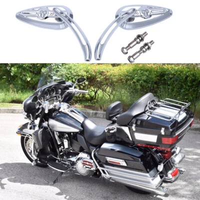 Chrome Motorcycle Skull Mirrors For Harley Davidson Electra Glide Ultra Classic - Image 1 of 4