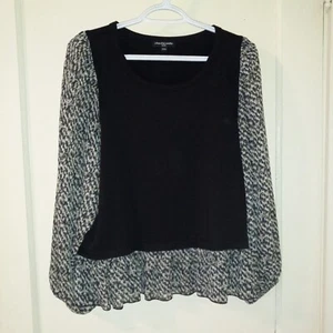 Cha Cha Vente Bluse mit Schößchensaum - klein - transparent Ballonärmel - Kontrast - Büro - Bild 1 von 8