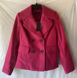 Worthington Double Breasted Wool-Blend Coat Sz Small Bright Pink - New 4 buttons - Bild 1 von 4