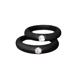 Women Casual Silicone Band Ring Flexible Hypoallergenic Jewelry With Rhinestone - Picture 1 of 13