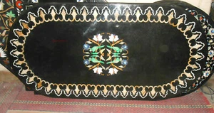 3'x2' Black Marble dining Corner Table Top Art Pietradura Floral Inlay mosaic c1 - Picture 1 of 4