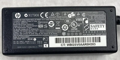 Adaptador de Alimentação CA HP 608425-003 609939-001 18.5V 3.5A 65W (Lote de 3) - Imagem 1 de 4