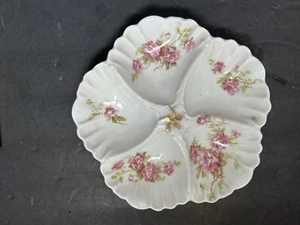 Oyster Plate Limoges Red Rose France - Picture 1 of 4