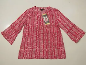 Nuova tunica top blusa rosa manica a campana Gloria Vanderbilt 3/4 taglia S - Foto 1 di 1
