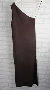Shona Joy women's one shoulder crepe knit midi bodycon dress brown/ Mulburry M - Picture 1 of 9
