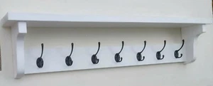 Coat rack with shelf Wood Pine With Hooks Wall Mounted Black Hooks - Picture 1 of 11