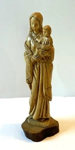 Madonna und Kind handgeschnitzt Holz Vintage 10 Zoll groß religiöse Figur - Bild 1 von 11