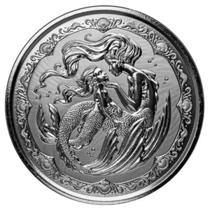 2023 1 oz Mermaid Mother and Daughter .999 Silver Coin Prooflike BU #A446 - Picture 1 of 3