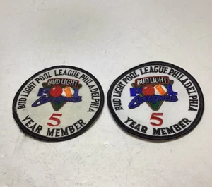 Bud Light Pool League Philadelphia 5 Year Member Patches Set Of 2 - Picture 1 of 12