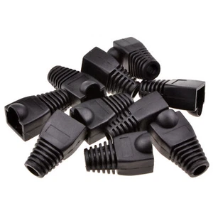 Noir RJ45 Coffre pour Réseau Câbles Paquet De 10 Bottes - Photo 1/12