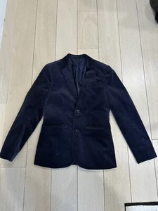 J Crew Crewcuts Ludlow Blazer Boys 14 Blue Velvet Sport Coat Suit Jacket Preppy - Picture 1 of 9