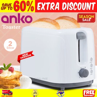 Electric Toaster 2 Slice With Slide Out Crumb Tray New With Free Shipping White - image 1 of 4