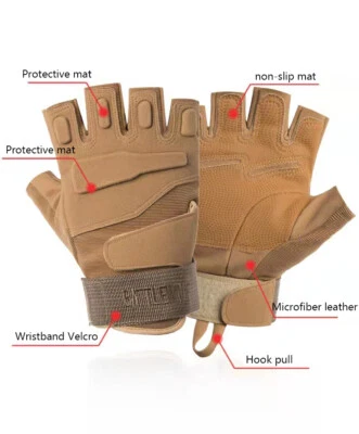 Tactical Fingerless Gloves Military Combat Shooting Half Finger Gloves for Mens - Image 1 of 4